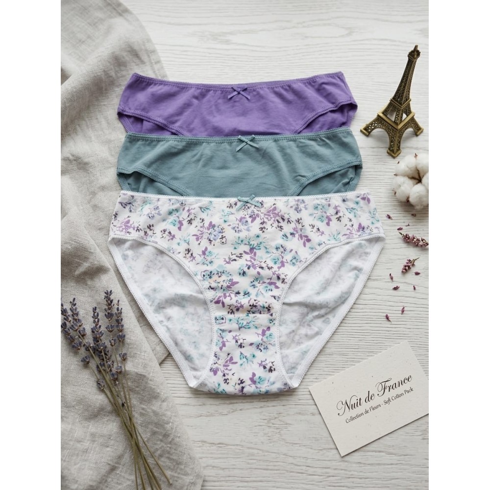 Pack x3 Bragas de Algodón  – Colección de Fleurs