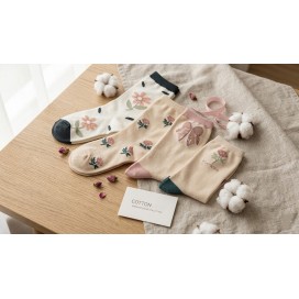 Pack 3 Pares de Calcetines de Mujer (Talla 35-40) – Estampado de Flores o Lazos