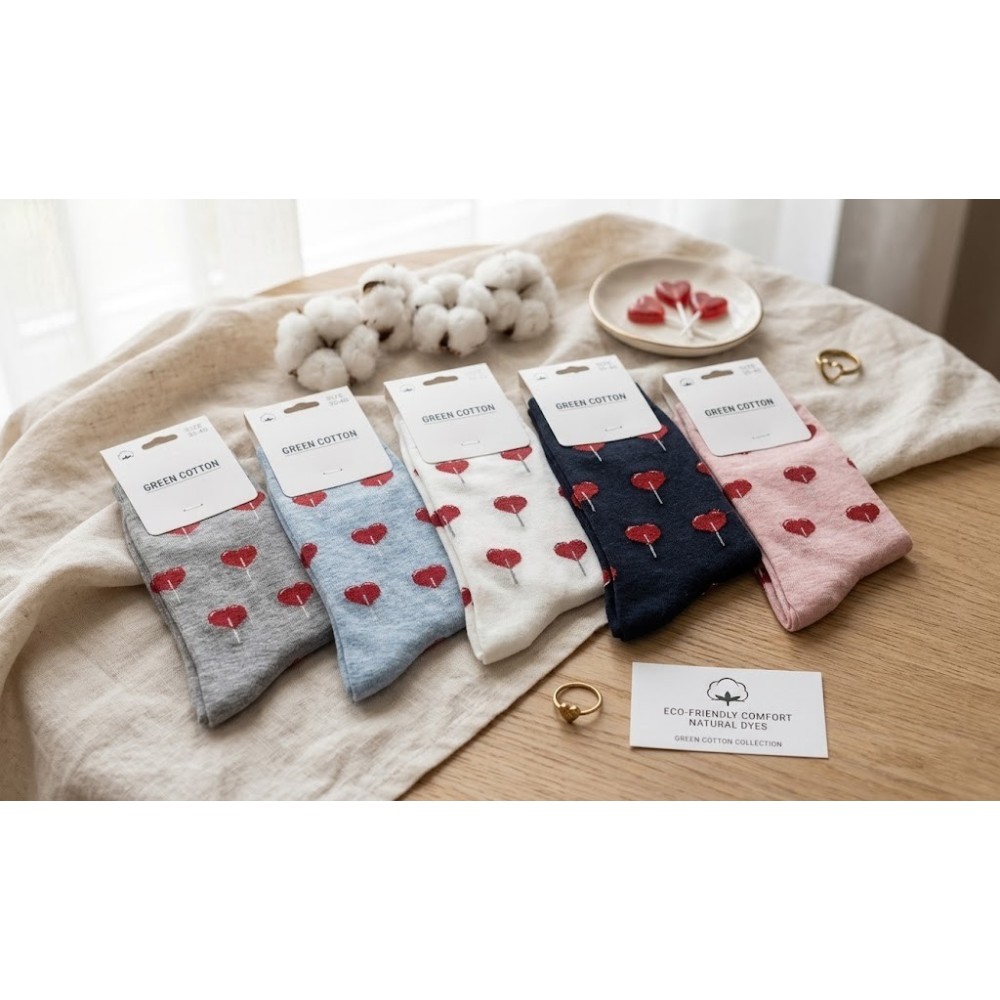 Pack 3 Pares de Calcetines de Mujer (Talla 35-40) – Estampado de Piruletas en Forma de Corazón