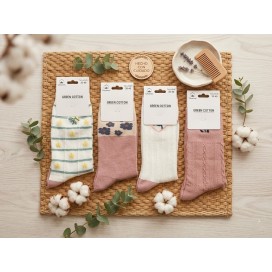 Pack de 3 Calcetines de Algodón en Tonos Rosados – Textura Canalé y Detalles Bordados