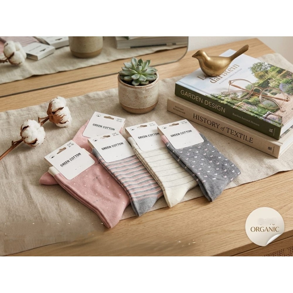 Pack de 3 Calcetines de Algodón Minimalista – Tonos Pastel y Estampados Delicados