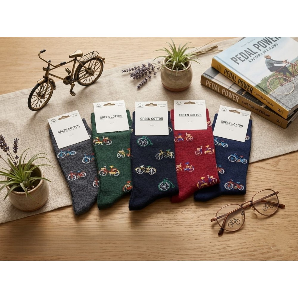 Pack de 3 Calcetines de Algodón con Estampado de Bicicletas Vintage