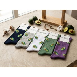 Pack de 3 Pares de Calcetines de Algodón - Diseño Divertido Aguacates (Talla 40-46)