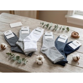 Pack de 3 calcetines de hombre con puño antipresión en colores blanco, gris y azul marino