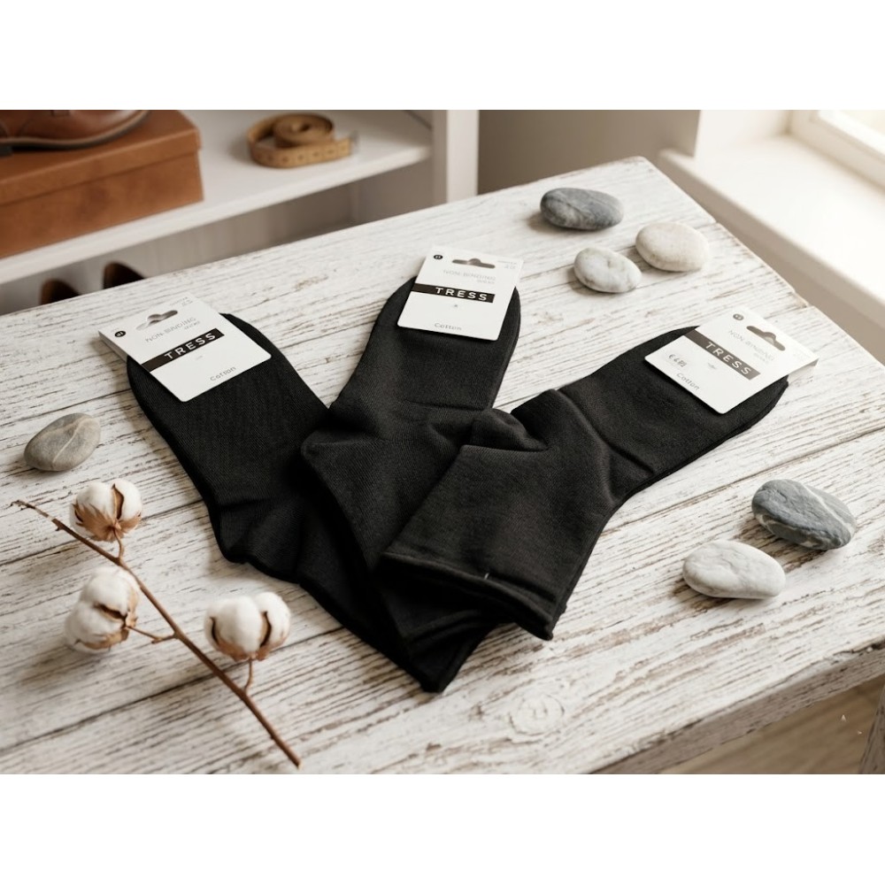 Pack de 3 pares de calcetines negros para hombre con puño antipresión