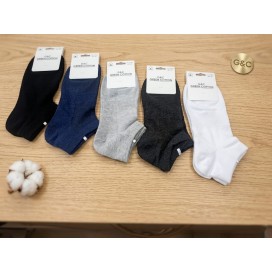 Pack de 3 pares de calcetines tobilleros de hombre en colores surtidos blanco, gris, negro y azul, composición 98% algodón