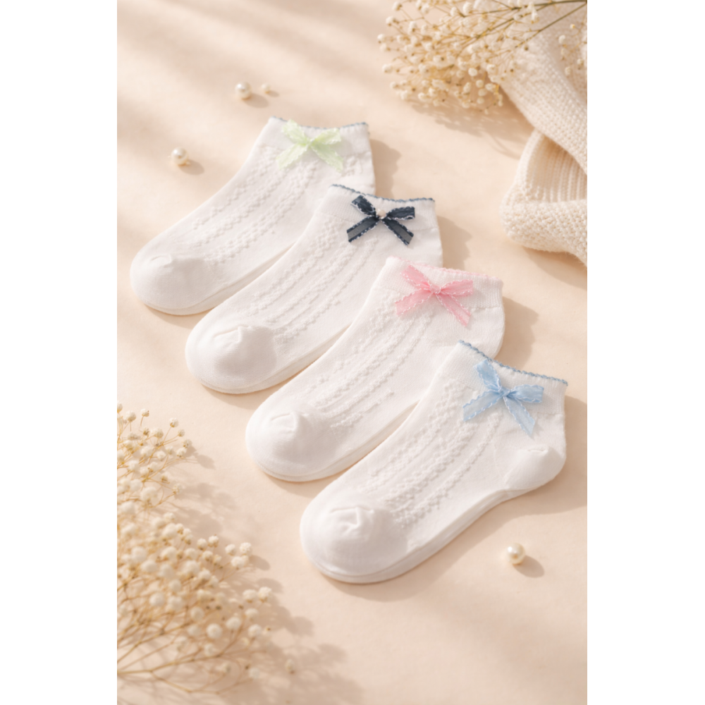 Pack x3 Calcetines Tobilleros "Coquette Bows" – Elegancia y Algodón
