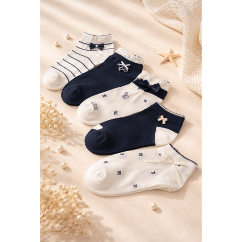Pack x3 Calcetines Tobilleros "Royal Ribbon" – Algodón y Detalles de Lujo