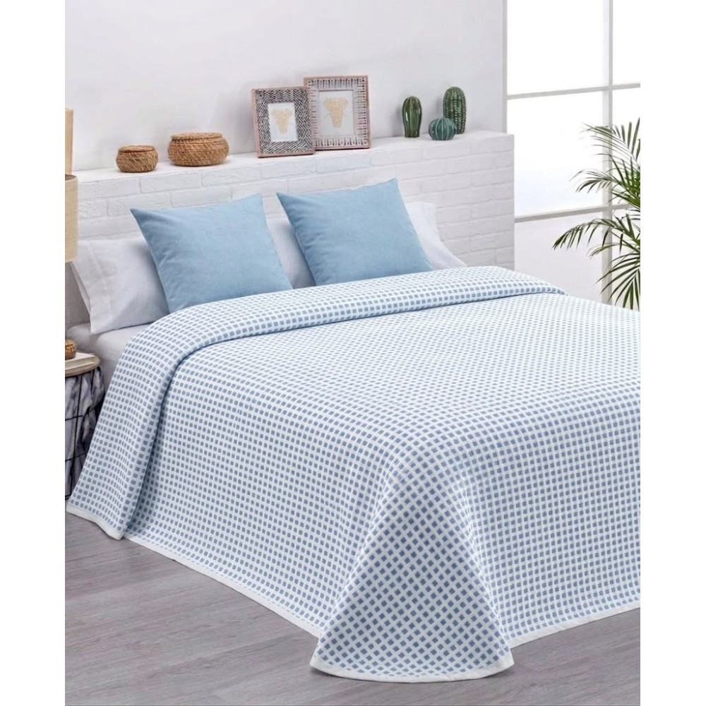 Colcha Jacquard Altea Azul – Elegancia con un Toque de Color