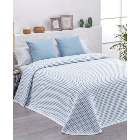Colcha Jacquard Altea Azul – Elegancia con un Toque de Color