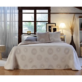 Colcha Jacquard Sol Beige – Diseño Orgánico y Calidez Natural