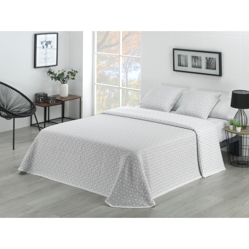Colcha Jacquard Candela Gris – Estilo Geométrico y Vanguardia para tu Dormitorio