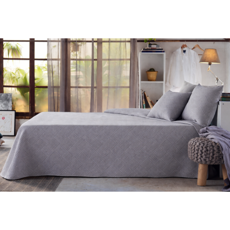 Colcha Jacquard Zaida Gris – Estilo Urbano, Textura y Resistencia