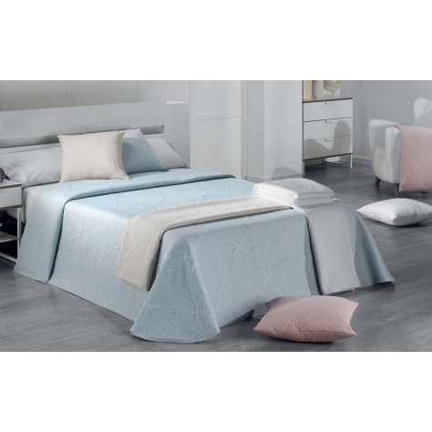 Colcha Bouti Salma Azul – Serenidad y Estilo Jacquard para tu Descanso