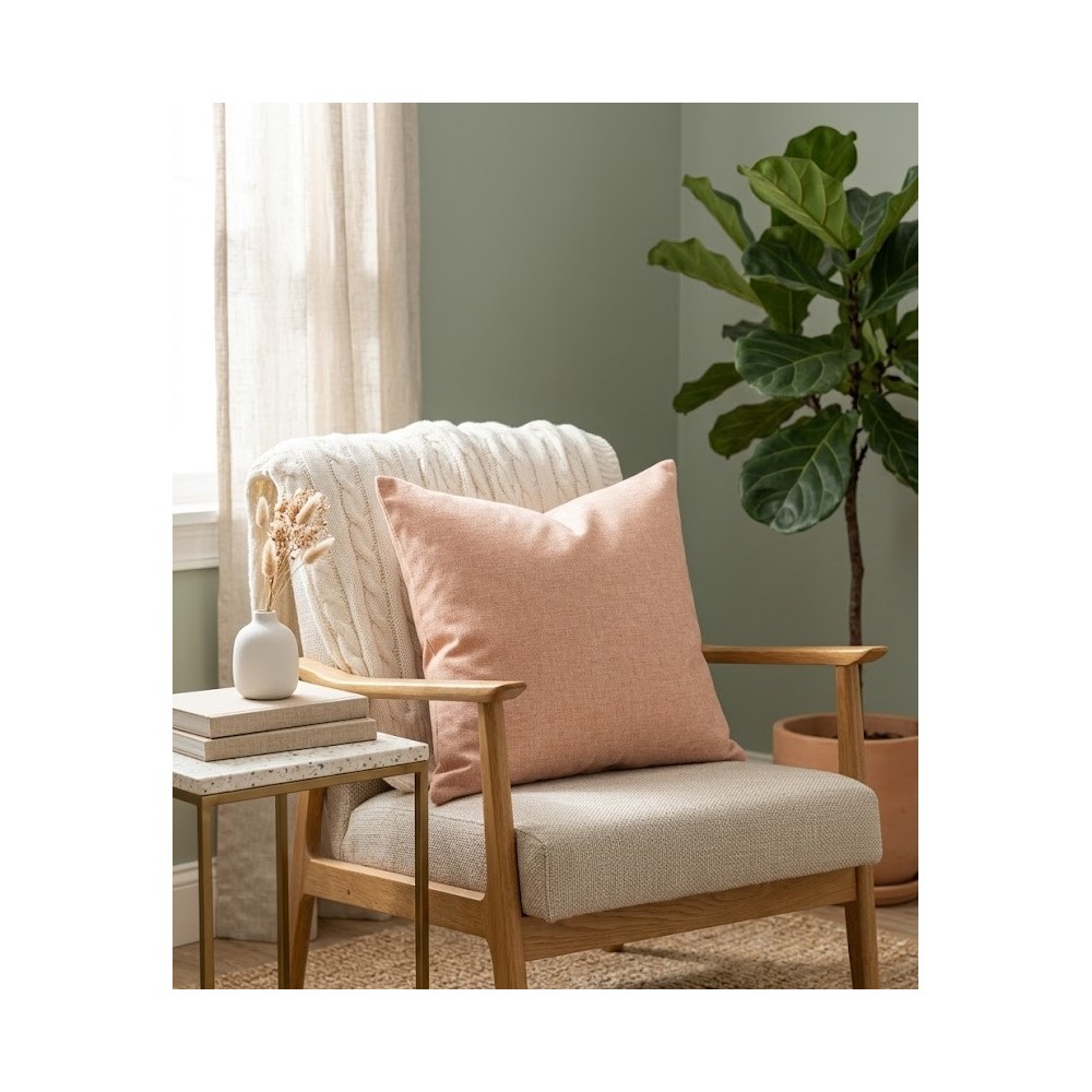cojin salmon sobre un sillon