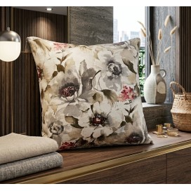 Cojín Jacquard Asier Gris 45x45 cm con estampado Floral Moderno