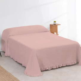 Colcha Bouti lisa Rosa – Elegancia con Volante al Mejor Precio