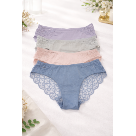 Pack de 4 Bragas de Mujer de Algodón con Encaje – Comodidad y Elegancia Diaria
