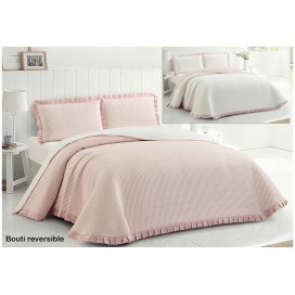 Colcha Bouti Reversible Ibiza Rosa – Elegancia con Volante Plisado