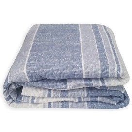 Colcha Bouti de rayas azules doblada