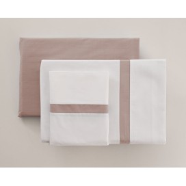 Juego de Sábanas 100% Algodón Percal de 200 Hilos – Blanco y Rosa Premium
