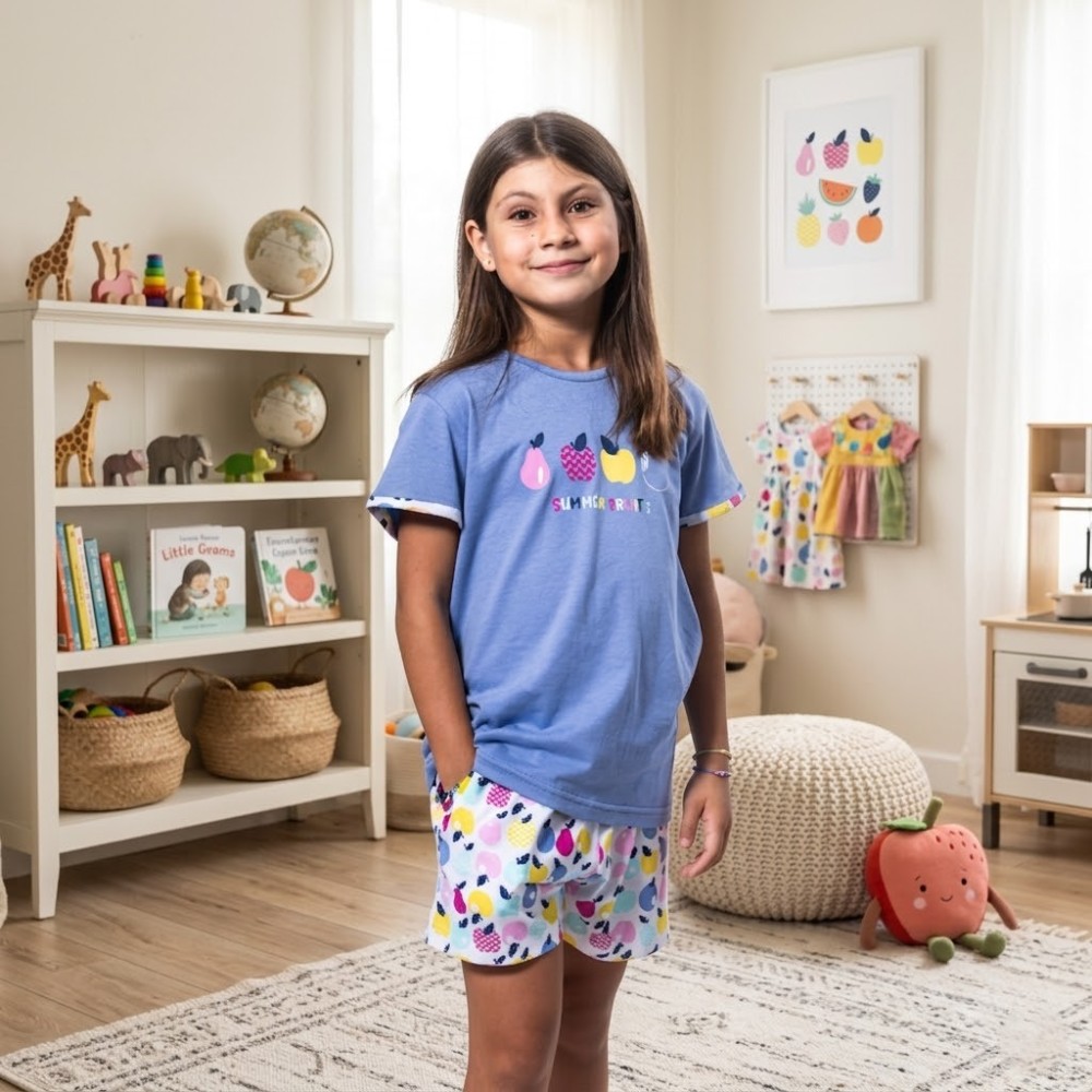 Pijama de Verano para Niña "Summer Fruits" – 100% Algodón