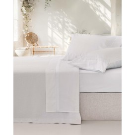 Juego de Sábanas 100% Algodón Percal de 200 Hilos – Blanco Puro Premium