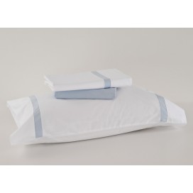 Juego de Sábanas 100% Algodón Percal de 200 Hilos – Blanco y Azul Premium