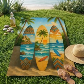 Toalla de playa microfibra de 90x170 cm modelo tablas de surf Sun and Surf