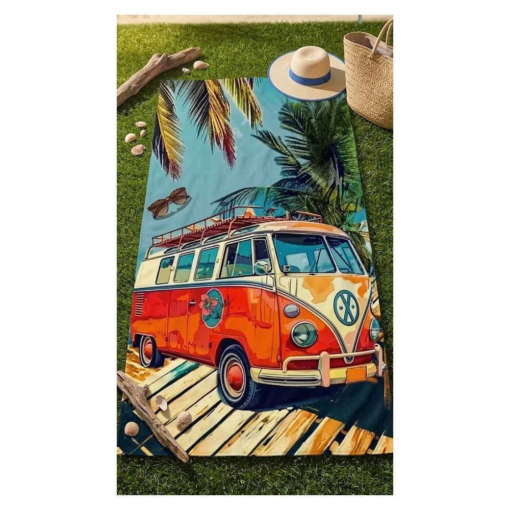 Toalla de Playa de Microfibra 90x170 cm - Modelo Furgo Naranja