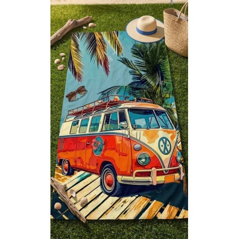 Toalla de Playa de Microfibra 90x170 cm - Modelo Furgo Naranja