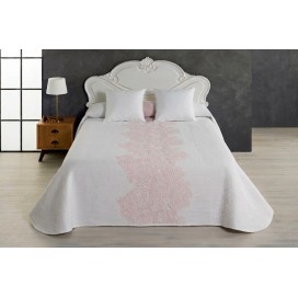 Colcha Jacquard con Diseño de Hojas - Elia rosa