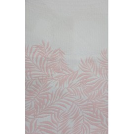 detalle del estampado rosa sobre blanco