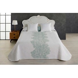 Colcha Jacquard con Diseño de Hojas - Elia verde