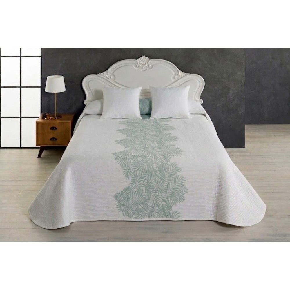 Colcha Jacquard con Diseño de Hojas - Elia verde