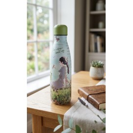 Botella Térmica de Acero Inoxidable "Nature Ways" – Termo Reutilizable Ilustrado Verde Pastel