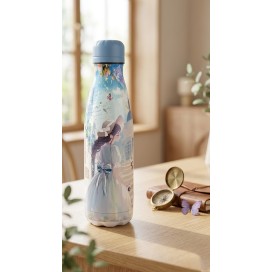 Botella Térmica de Acero Inoxidable "Sky Dreamer" – Termo Reutilizable Ilustrado Azul Pastel