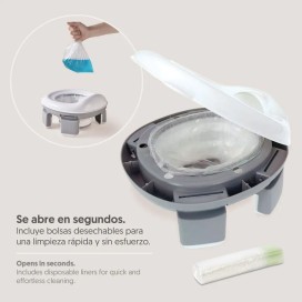 Orinal Portátil y Reductor de WC Plegable para Bebés 2 en 1 - Blanco/Gris