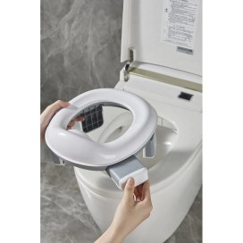 Orinal Portátil y Reductor de WC Plegable para Bebés 2 en 1 - Blanco/Gris