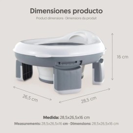 Orinal Portátil y Reductor de WC Plegable para Bebés 2 en 1 - Blanco/Gris