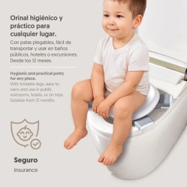 Orinal Portátil y Reductor de WC Plegable para Bebés 2 en 1 - Blanco/Gris