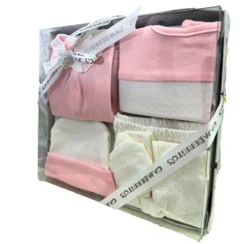 Conjunto de Primera Puesta 4 Piezas puntilla Azul – 100% Algodón | Especial Recién Nacido