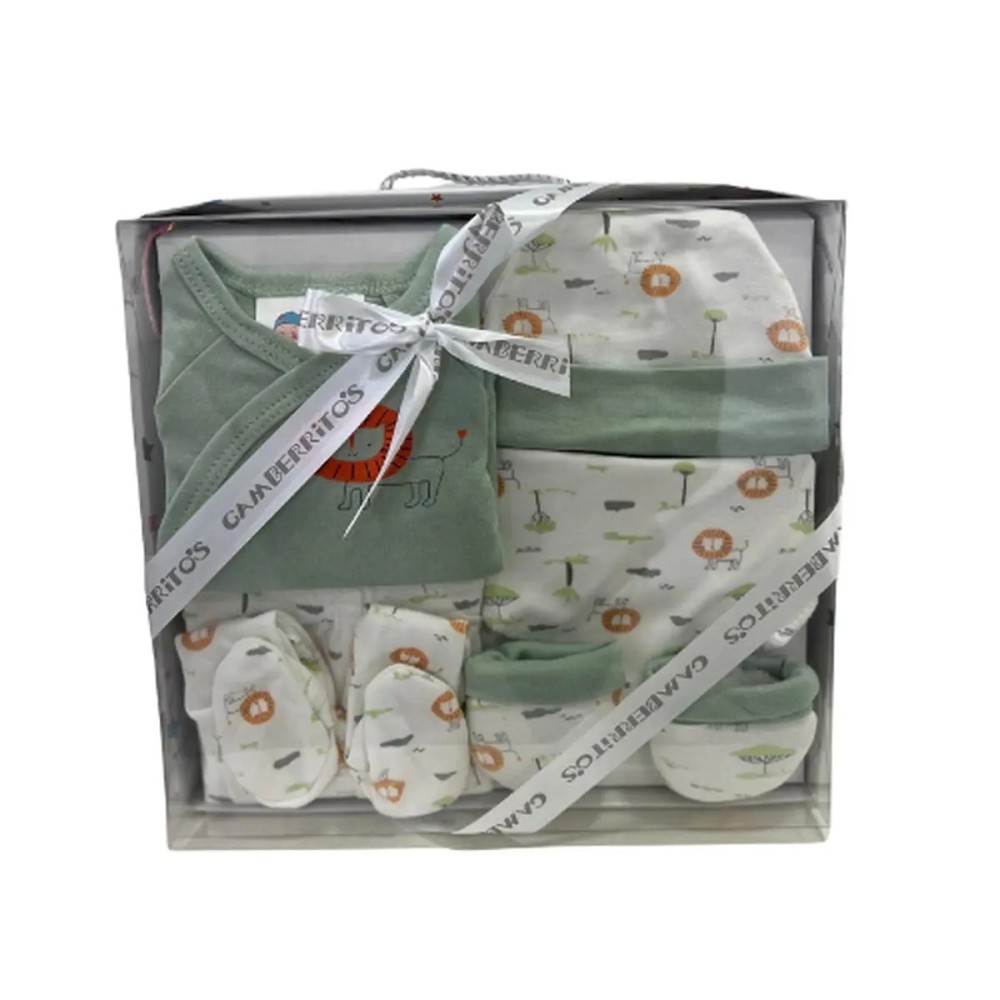 Caja Regalo de Recién Nacido 5 Piezas 100% Algodón - Verde