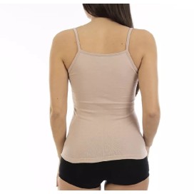 Camiseta mujer tirante fino lisa visón