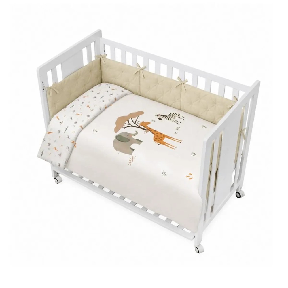 FUNDA NORDICA REVERSIBLE DESENFUNDABLE CON RELLENO+CHICHONERA MOD.JIRAFA SAVANNA BEIGE INTERBABY