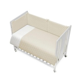 FUNDA NORDICA REVERSIBLE DESENFUNDABLE CON RELLENO+ CHICHONERA MOD. GOFRADO BEIGE INTERBABY