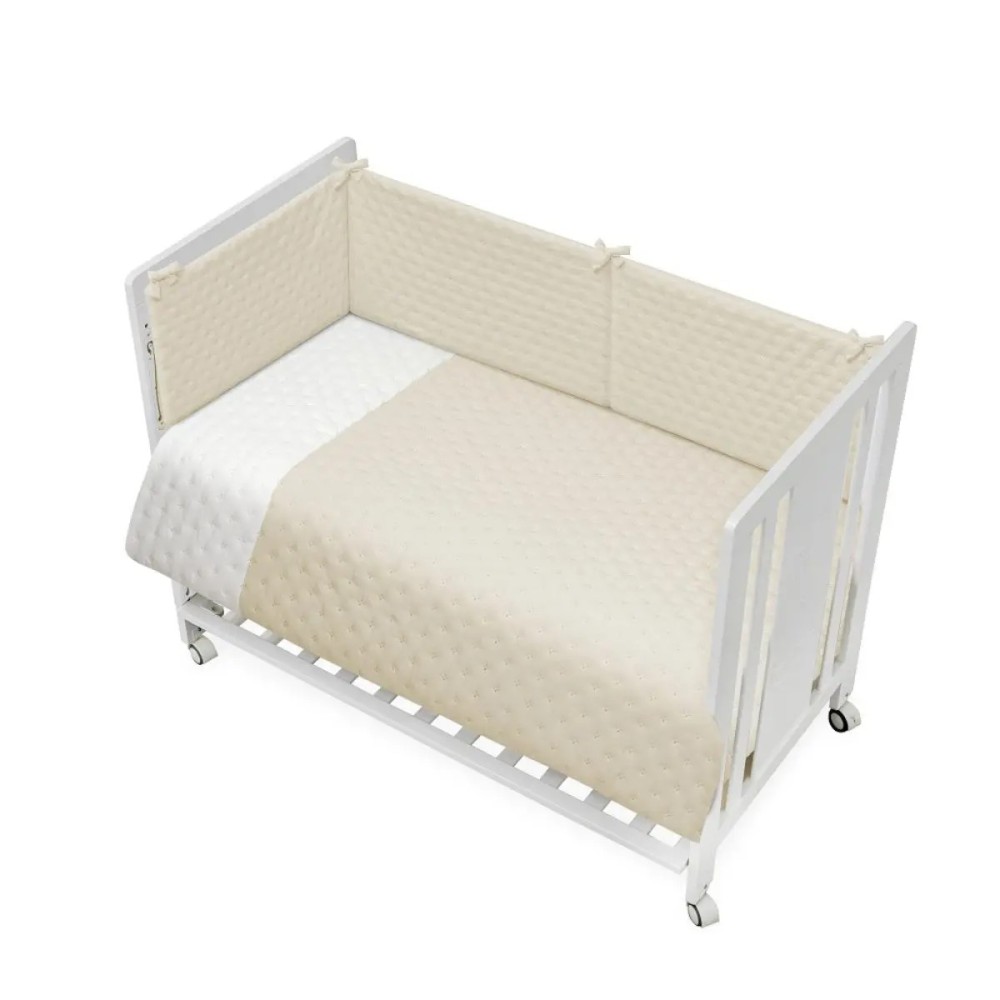 FUNDA NORDICA REVERSIBLE DESENFUNDABLE CON RELLENO+ CHICHONERA MOD. GOFRADO BEIGE INTERBABY
