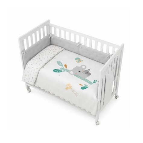 FUNDA NORDICA REVERSIBLE DESENFUNDABLE CON RELLENO+CHICHONERA MOD. GRANJA KOALA VERDE INTERBABY