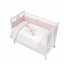 FUNDA NORDICA REVERSIBLE DESENFUNDABLE CON RELLENO+CHICHONERA MOD. FLORES PETALOS ROSA INTERBABY