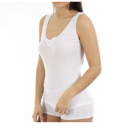 Camiseta mujer tirante ancho bordado